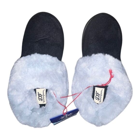 Dearfoams Womens Elaine Microsuede Slip On Clog Slipper Black Gray Small 5-6 New - Picture 1 of 9